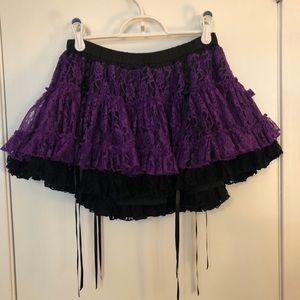 Tripp NYC Purple & Black Lace Mini Skirt Size S